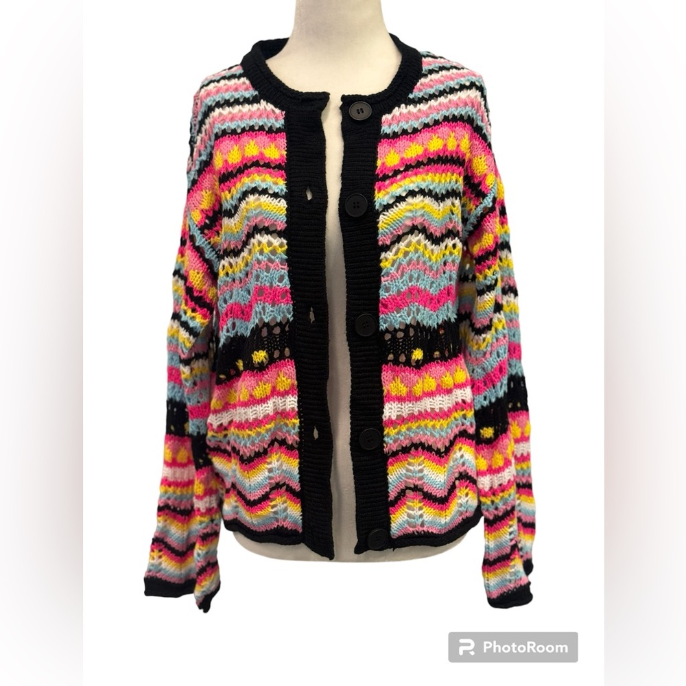 Colorful Knit Cardigan Sweater